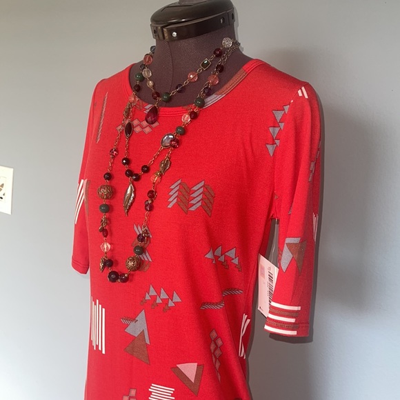 New LuLaRoe Julia T Shirt Sheath Dress XXS Stretch Scoop neck midi length red - Picture 5 of 11